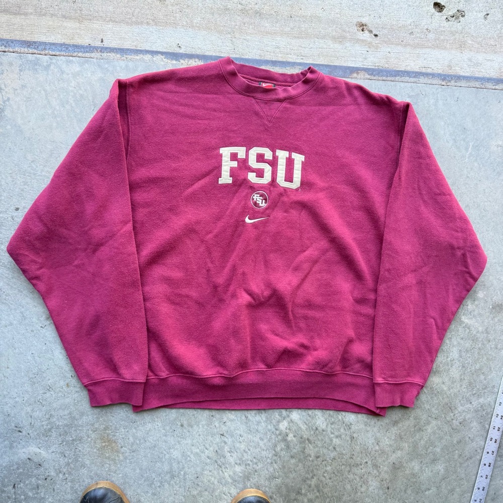 Vintage Nike Team FSU Florida State University Sweatshirt Maroon Embroidered L